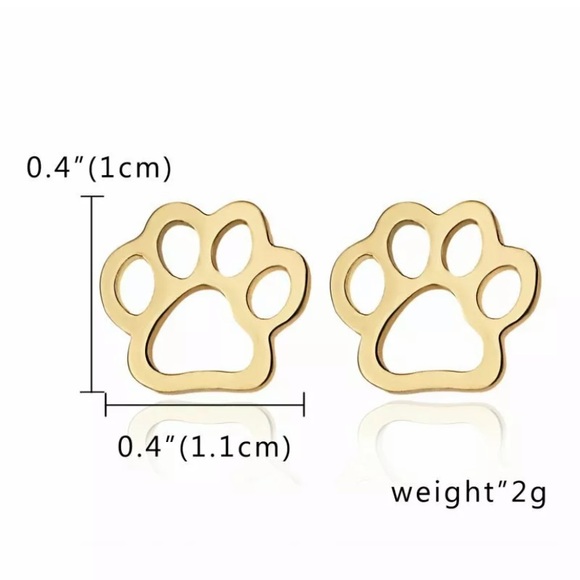 3/$30 NEW! Gold Stainless Steel Paw Ear Studs - Picture 4 of 4